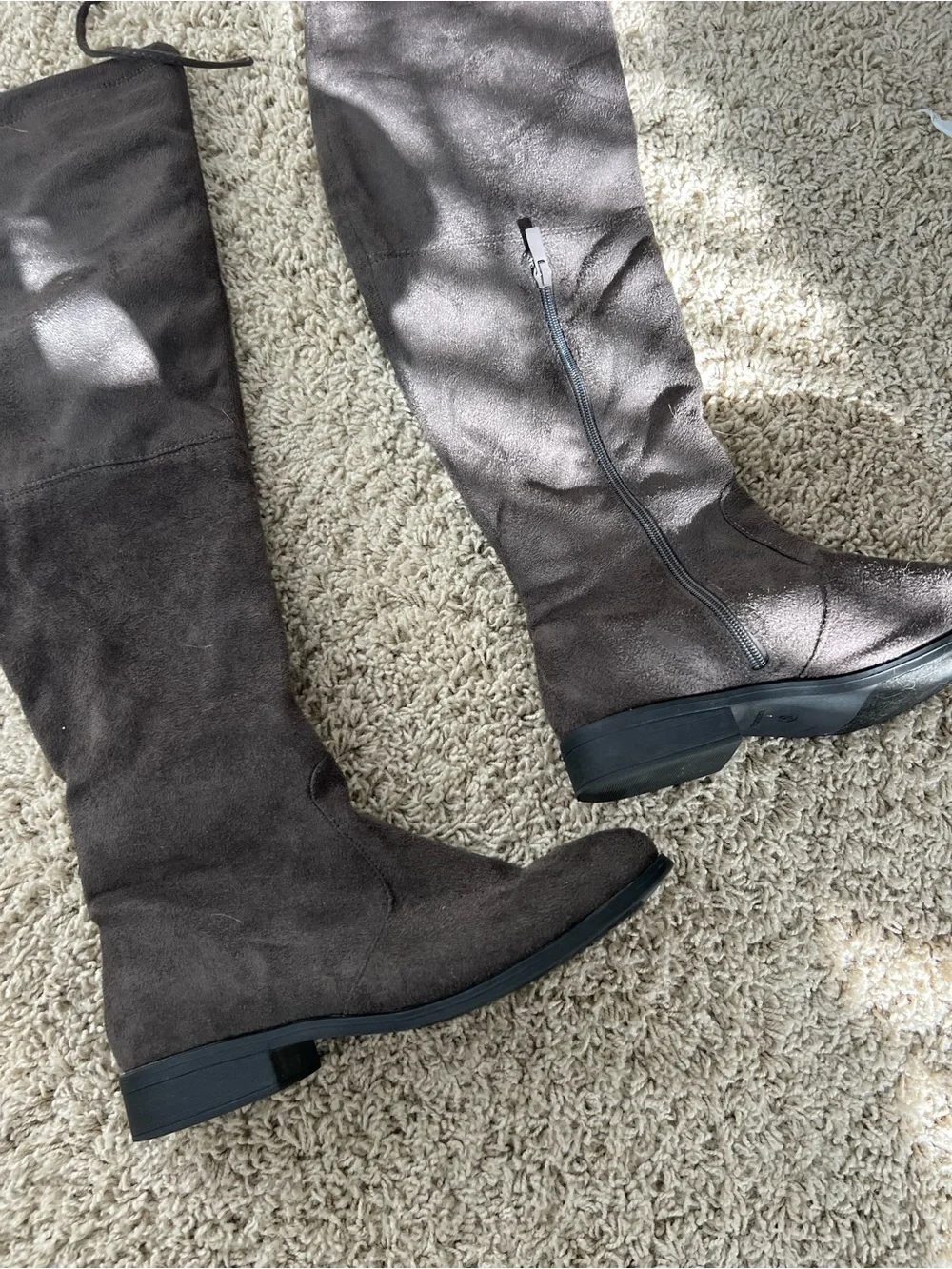 Women's Over-the-Knee Flat Boots in Dark grey
